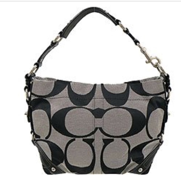 Coach Handbags - Coach Carly canvas signature shoulder bag black